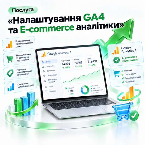 Налаштування GA4 та E-commerce аналітики під ключ NK-GA4-ECOM фото